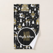 CHRISTMAS WINTER WONDERLAND CUSTOM MONOGRAM BAD HANDDOEK (Handdoek)