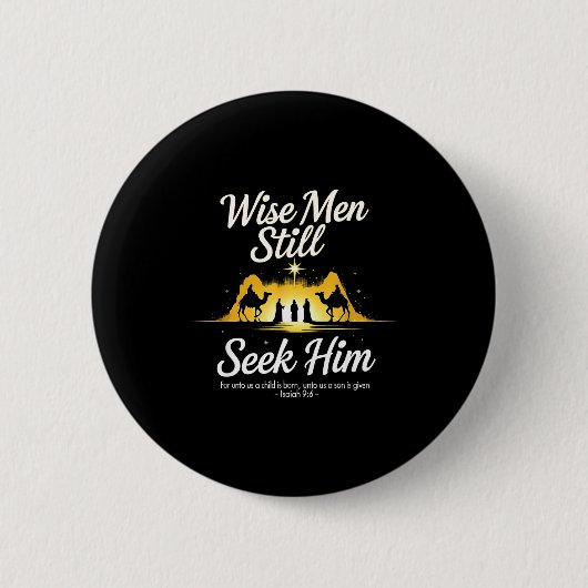 Christmas Wise Men Still Seek Him 3 Kings Religiou Ronde Button 5,7 Cm (Voorkant)