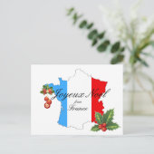 Christmas Wishes and decorations on Map of France Feestdagenkaart (Staand voorkant)