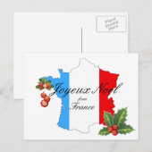 Christmas Wishes and decorations on Map of France Feestdagenkaart (Voorkant / Achterkant)