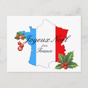 Christmas Wishes and decorations on Map of France Feestdagenkaart