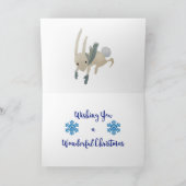 Christmas Wishes Cute Watercolor Animals in Winter Feestdagen Kaart (Binnen)
