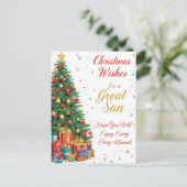 Christmas Wishes for a Great Son Feestdagenkaart (Staand voorkant)