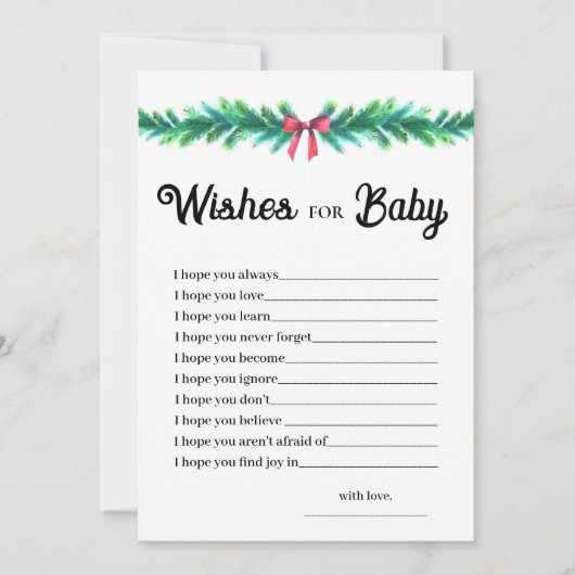 Christmas Wishes for Baby Shower Game Card  Kaart (Voorkant)