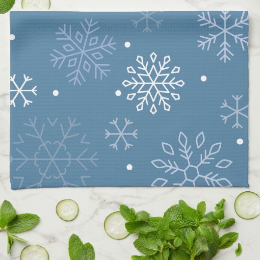 Christmas Wishes Snowflake Pattern Customizable Theedoek (Gevouwen)