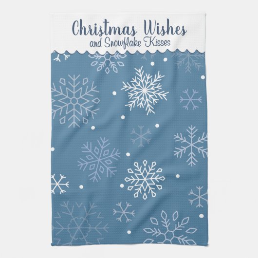Christmas Wishes Snowflake Pattern Customizable Theedoek (Verticaal)
