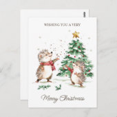 Christmas Wishes Tree Hedgehog Briefkaart (Voorkant / Achterkant)