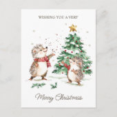 Christmas Wishes Tree Hedgehog Briefkaart (Voorkant)