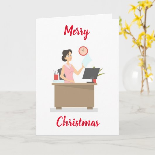 CHRISTMAS WISHT **VROUW OFFICE WORKER" KAART (Gele Bloem)