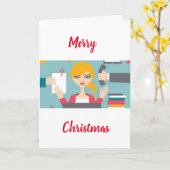 CHRISTMAS WISHT **VROUW OFFICE WORKER" KAART (Gele Bloem)