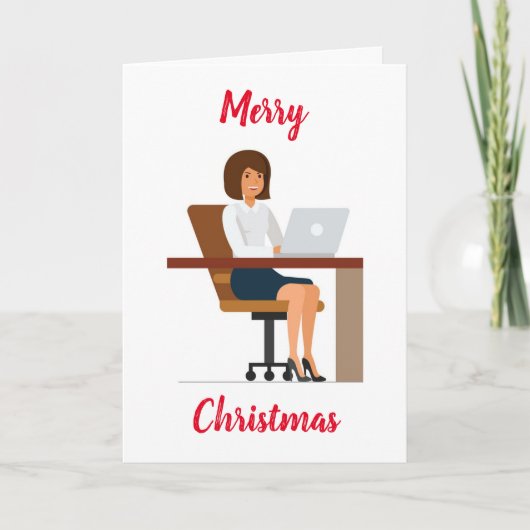 CHRISTMAS WISHT **VROUW OFFICE WORKER" KAART (Voorkant)