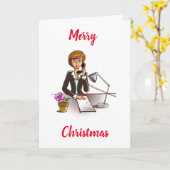 CHRISTMAS WISHT **VROUW OFFICE WORKER" KAART (Gele Bloem)