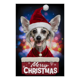 Christmas with Chinese Crested Dog Perfect Poster