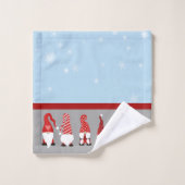 Christmas with Gnomes Blue Red and Gray Bad Handdoek (Wasdoekje)