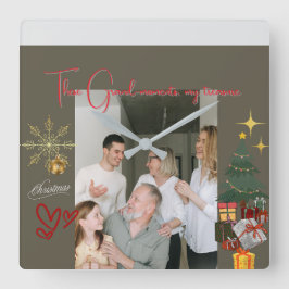 Christmas With Grandparents Vierkante Klok
