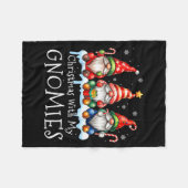 Christmas With My Gnomies Buffalo Plaid Gnome Fami Fleece Deken (Voorkant (Horizontaal))