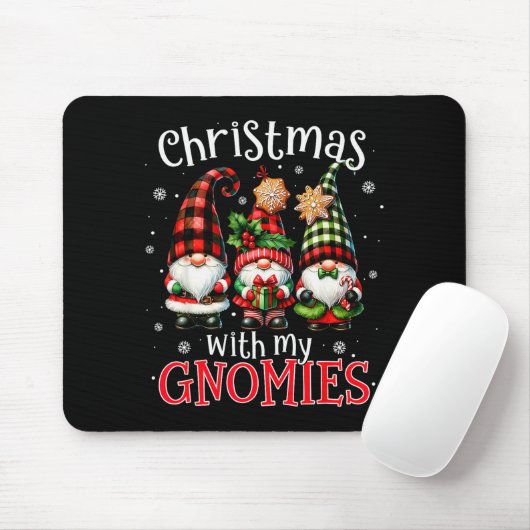 Christmas With My Gnomies Buffalo Plaid Gnome Fami Muismat (Met muis)