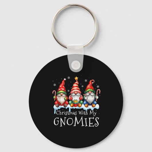 Christmas With My Gnomies Buffalo Plaid Gnome Fami Sleutelhanger (Voorkant)