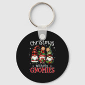 Christmas With My Gnomies Buffalo Plaid Gnome Fami Sleutelhanger (Voorkant)