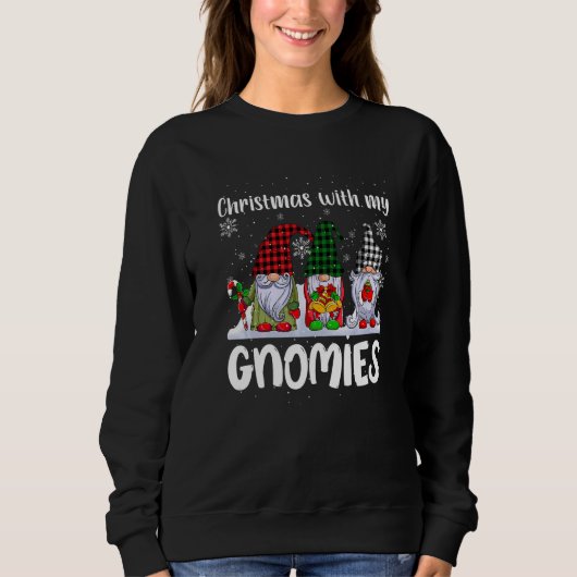 Christmas with my Gnomies Cute Gnome Buffalo Plaid Trui (Voorkant)