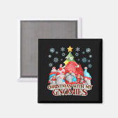 Christmas With My Gnomies Plaid Gnome Group Pajama Magneet (Voorkant / Achterkant)
