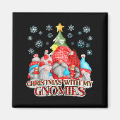 Christmas With My Gnomies Plaid Gnome Group Pajama Magneet (Voorkant)