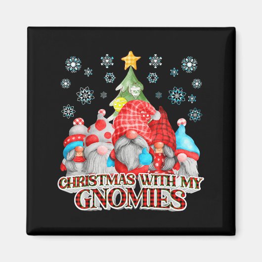 Christmas With My Gnomies Plaid Gnome Group Pajama Magneet (Voorkant)