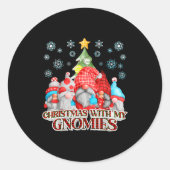 Christmas With My Gnomies Plaid Gnome Group Pajama Ronde Sticker (Voorkant)