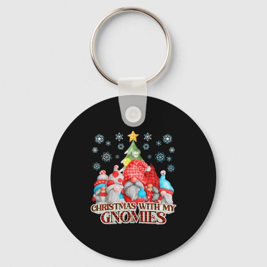 Christmas With My Gnomies Plaid Gnome Group Pajama Sleutelhanger (Voorkant)