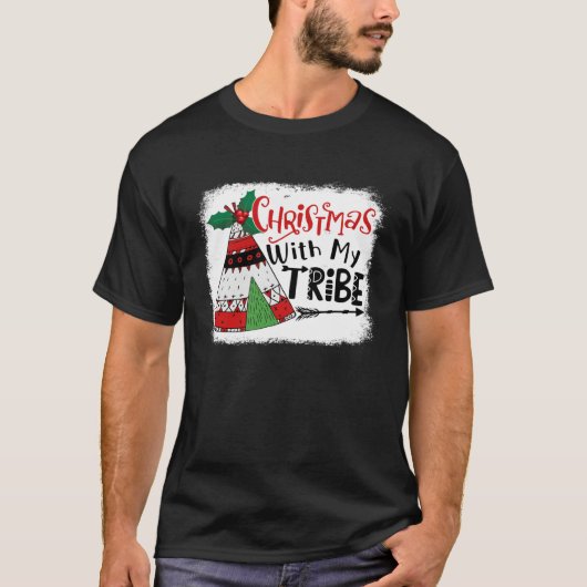 Christmas With My Tribe Camping Fun Family Matchin T-shirt (Voorkant)