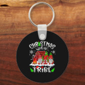 Christmas With My Tribe Red Plaid Cute Gnomes Fami Sleutelhanger (Voorkant)