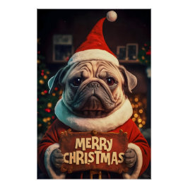 Christmas with Pug Perfect Poster