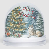 Christmas Wolf Winter Snow Globe Sneeuwbol (Voorkant)