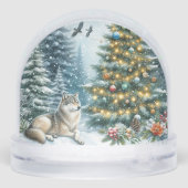Christmas Wolf Winter Snow Globe Sneeuwbol (Achterkant)