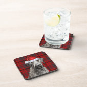 Christmas Wolfhound Dog Red Plaid Holiday Bier Onderzetter (Rechterzijde)