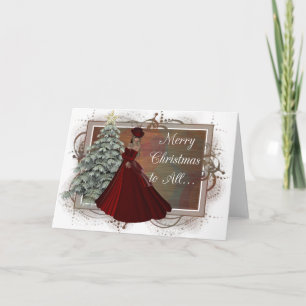 Christmas Woman (Red Dress Design) Greeting Card Feestdagen Kaart