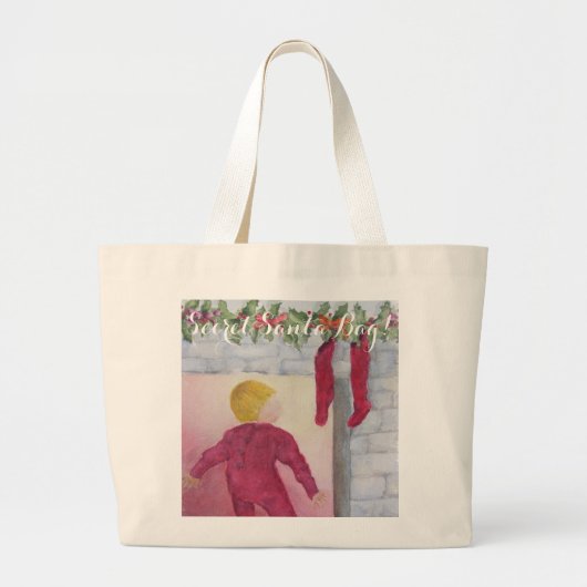 CHRISTMAS WONDER FIREPLACE SECRET SANTA GROTE TOTE BAG (Voorkant)