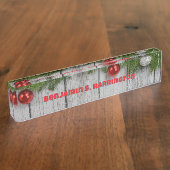 Christmas Wood Holiday Season Naambordje (Zijkant)