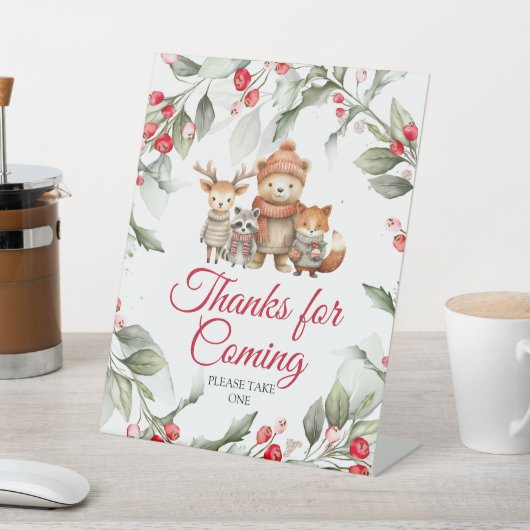 Christmas Woodland Animals Bedankt voor Coming Sig Reclamebord Met Voetstuk (Insitu)
