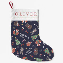 Christmas Woodland Animals Custom Name Kleine Kerstsok