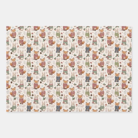 Christmas woodland animals wrapping paper  (Voorkant)