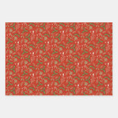 Christmas Woodlands rood en groen Inpakpapier Vel (Voorkant 3)