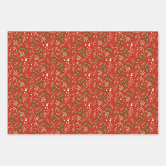 Christmas Woodlands rood en groen Inpakpapier Vel (Voorkant 3)
