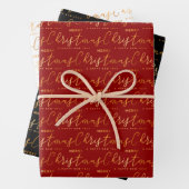 Christmas Word Art on Red, Black and White Inpakpapier Vel (In situ)