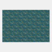 Christmas Word Art on Teal, Black and White Inpakpapier Vel (Voorkant)