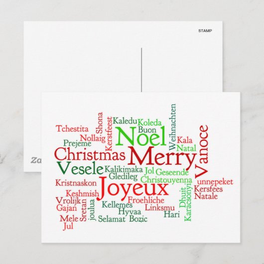 Christmas Word Cloud Feestdagenkaart (Voorkant / Achterkant)