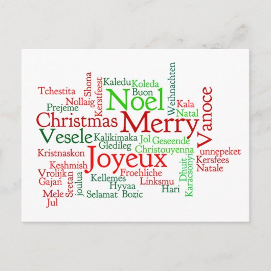 Christmas Word Cloud Feestdagenkaart (Voorkant)
