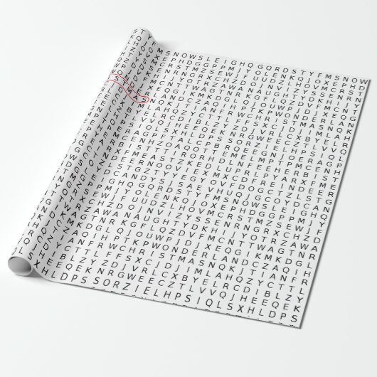 Christmas Word Search Wrapping Paper Cadeaupapier (Uitgerold)