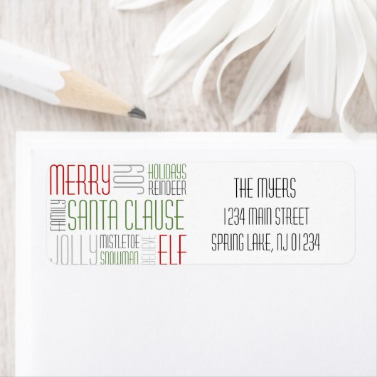 Christmas Words Retourlabel - Holidayzfordayz Etiket (Insitu)