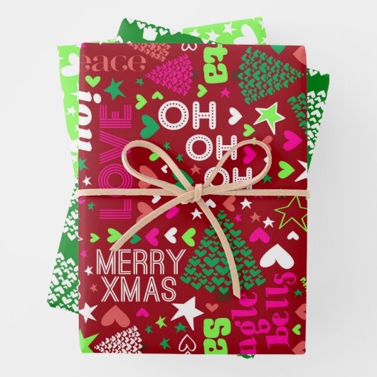 CHRISTMAS WORDS WRAPPING PAPIERSCHAPEN INPAKPAPIER VEL (In situ)